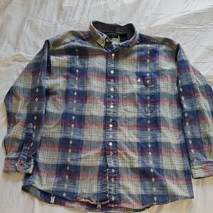 Women’s Loafers Plaid Button-Down Shirt | Size XL